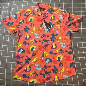 Molokai Surf Co. Men’s All Over Hand Art Button Up Casual Shirt Stretch Sz Large